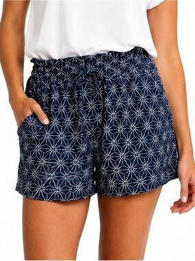 a new day Navy Blue Floral Geometric Drawstring Shorts
